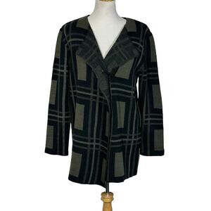 Elan Olive and Black Open Cardigan with Safety Pin Closure